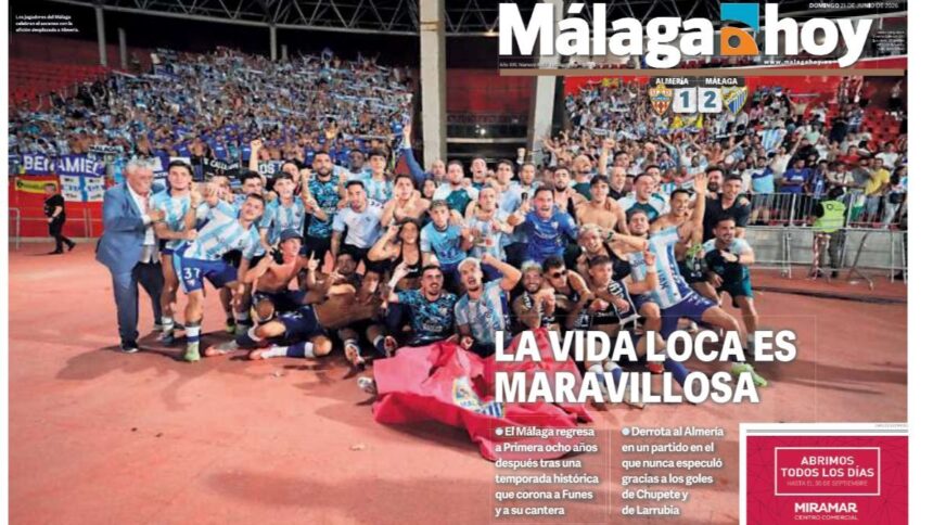 Consulte aquí la edición en papel del número histórico de Málaga Hoy con el ascenso del Málaga a Primera Consulte aquí la edición en papel del número histórico de Málaga Hoy con el ascenso del Málaga a Primera