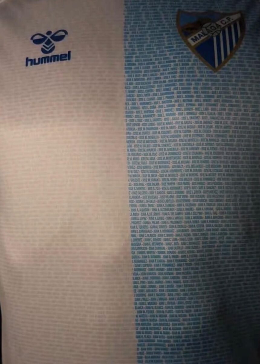 La camiseta del Málaga CF con 26.550 nombres para comparecer en Almería