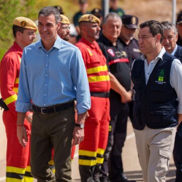 Pedro Sánchez y Juanma Moreno en el incendio de Los Gallardos: "La emergencia climática mata, tenemos que aprender a salvar vidas" Pedro Sánchez y Juanma Moreno en el incendio de Los Gallardos: «La emergencia climática mata, tenemos que aprender a salvar vidas»